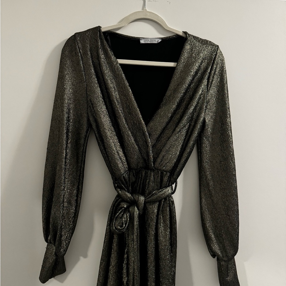 Elegant Metallic Wrap Jumper